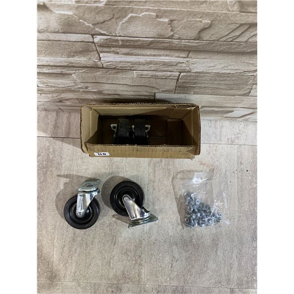 Lot Of 4 Black Rubber Swivel Plate Caster Wheels