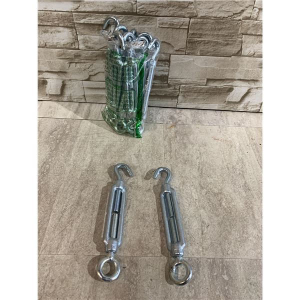 Lot Of 10 Galvanized Hook & Eye Turnbuckles - Size M10