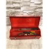 Image 6 : Red Metal Cantilever Toolbox With Assorted Tools Inside
