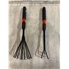 Image 1 : Lot Of 2 Gardening Tools - 9 Tooth Hand Rake & 3 Pronged Hand Cultivator