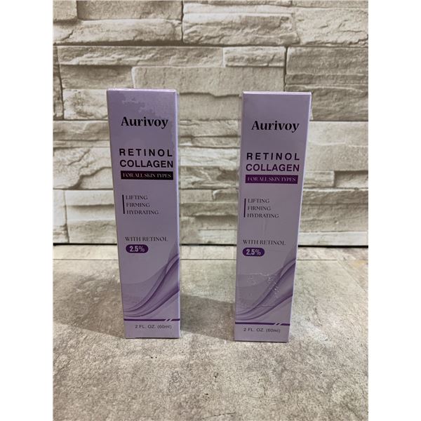 Lot Of 2 Aurivoy Retinol Collagen For All Skin Types - 2.5% Retinol - 60mL