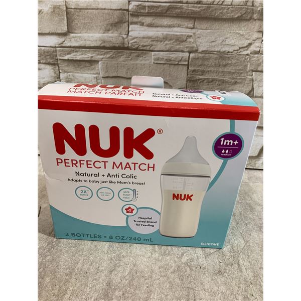 3 Bottles - NUK Perfect Match Anti Colic Baby Bottles - 240mL Each