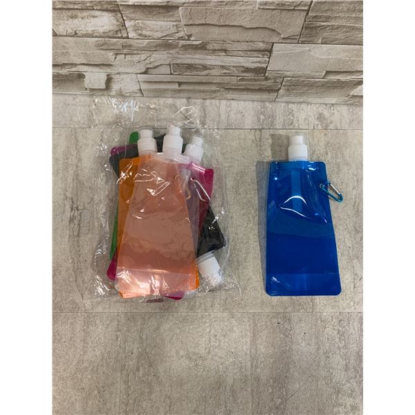 7 Pack Of Foldable Water Bottles - 500mL Each