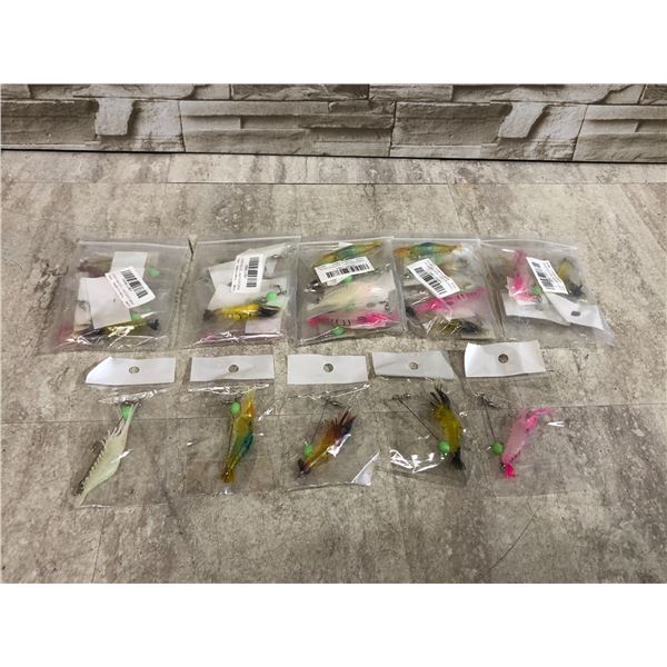 Lot Of 6 Bags Of 5 Soft Luminous Shrimp Lure Sets