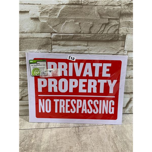 8 PCS "Private Property No Trespassing" Signs