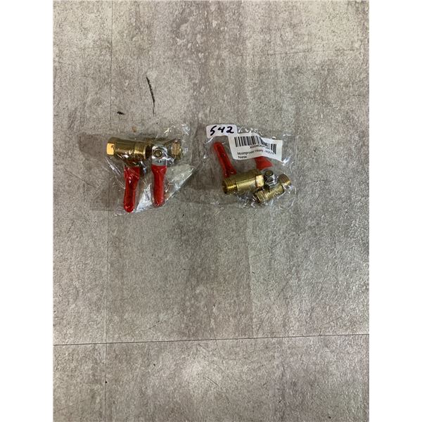 Lot Of 2 Sets Of Heavy Duty Brass 2 PCS Inline Mini Ball Valve Shut Off Switches