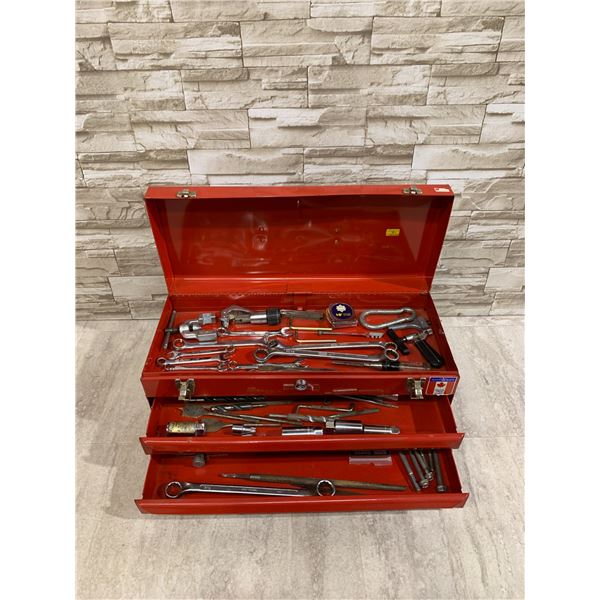 Red Toolbox With 2 Drawers - Includes Assorted Tools