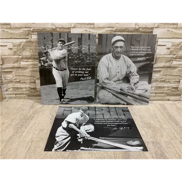 Lot Of 3 Metal Baseball Signs