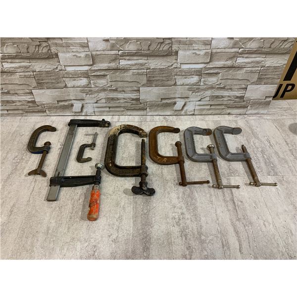 Lot Of 5 C Clamps & A Bar Clamp
