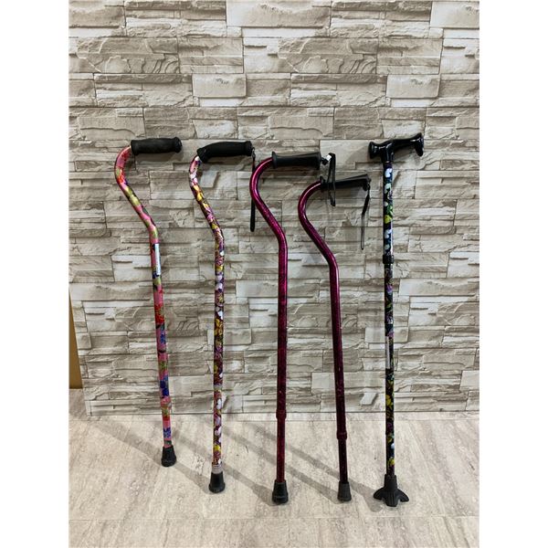 Lot Of 5 Walking Canes & Offset Mobility Sticks