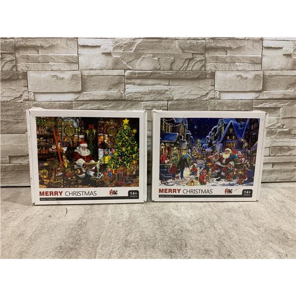 Lot Of 2 Merry Christmas 1000 PCS Jigsaw Puzzles