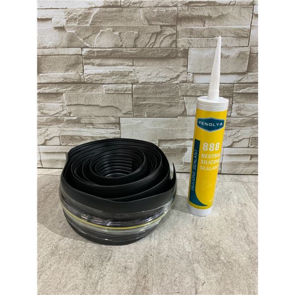 Universal Garage Door Bottom Threshold Seal Strip - Includes Tube Of Fenglya 888 Neutral Silicone Se