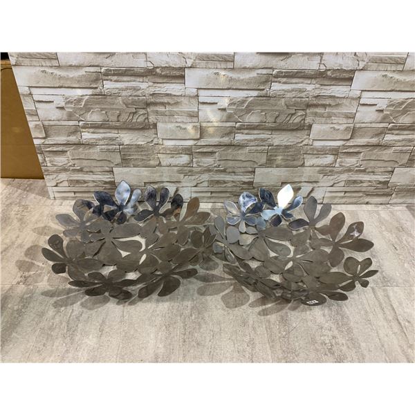 Lot Of 2 Metal Decorative Fruit Bowls - 16in In Diameter