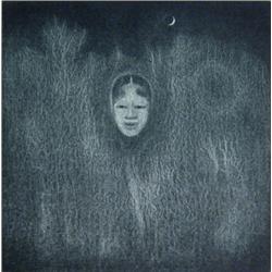 TORU IWAYA H.Signed Mezzotint Japanese 1975