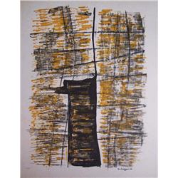 YO MARCHAND Signed Lithograph French Abstract 1975