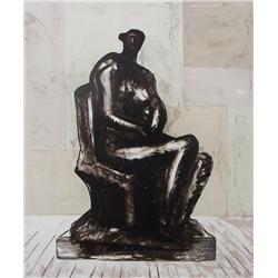 HENRY MOORE H.Signed Lithograph British Art