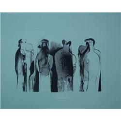 HENRY MOORE Signed Colour Lithograph British Abstract Art