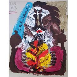PABLO PICASSO Color Lithograph Portrait Imaginaire 1969