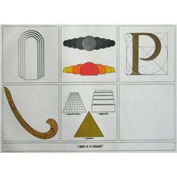 LUCIO DEL PEZZO H.Signed Colour Etching Italian
