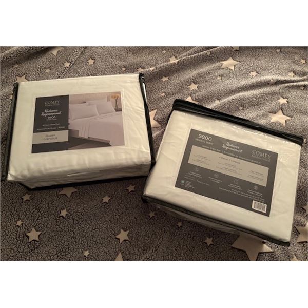 Sheet Set ‘Radiance’ (queen/dp.pock) white x 2 sets