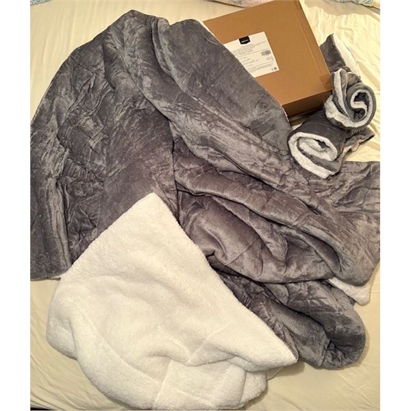 Sherpa Micromink Comforter Set (queen) charcoal