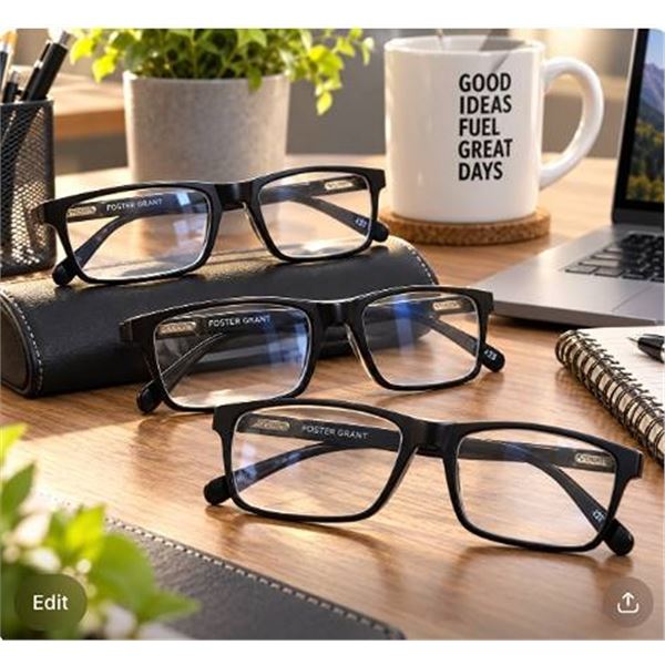 Foster Grant 3 Reading Glasses +1.25 With Case
