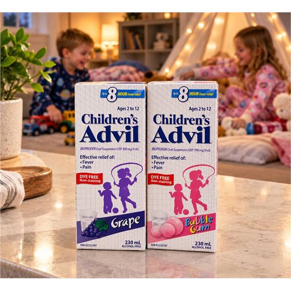 Children's Advil Grape & Bubble Gum 2x230ml