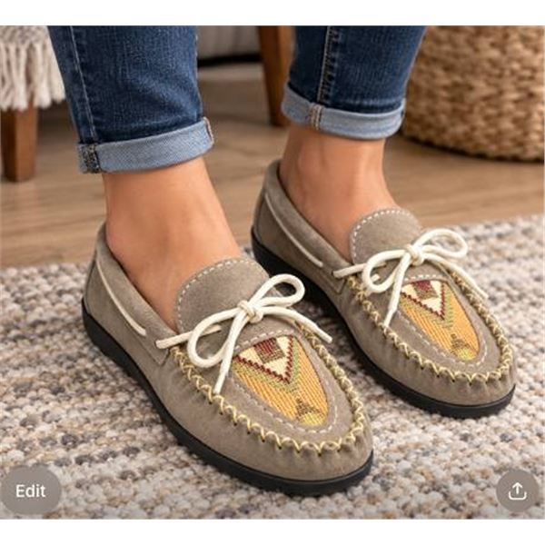 Laurentian Chief Grey Suede Moccasins Women's Size 5