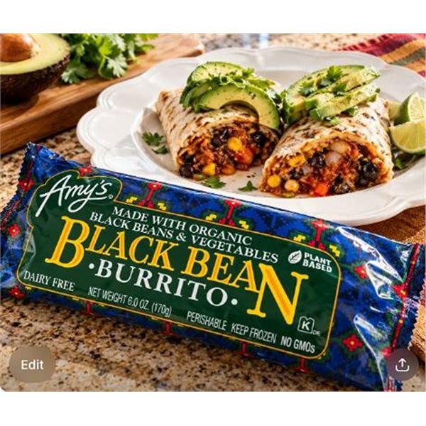 Amy's Black Bean Burritos 12 x 170g