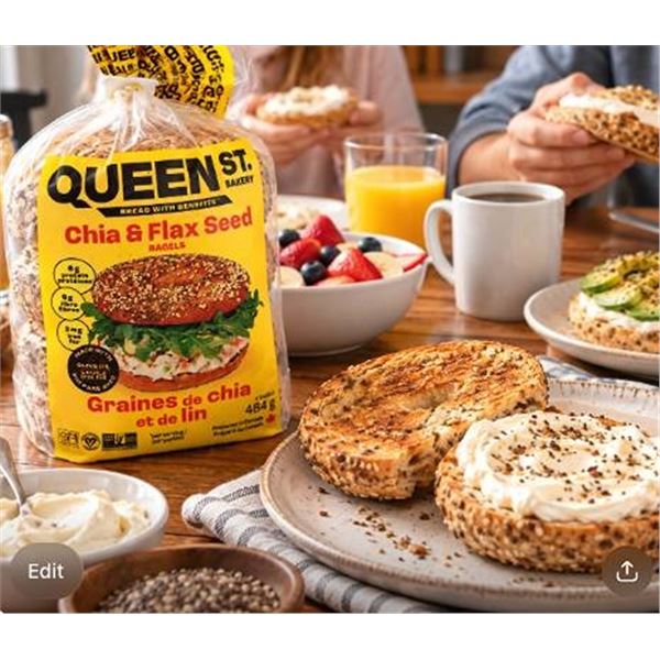 Queen St. Bakery Chia Flax Seed Bagels 5X464G