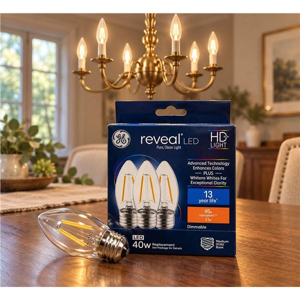 6 GE Reveal LED 40W Candelabra Bulb 3-Packs