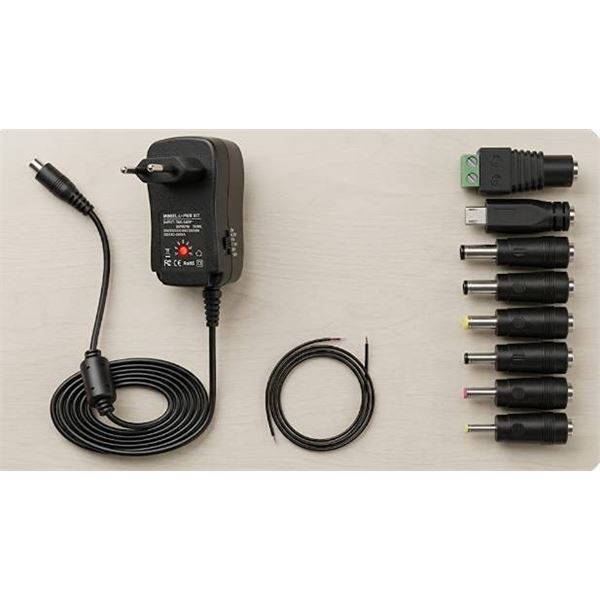 30W Universal AC Adapter With USB, 12V, 9 Tips