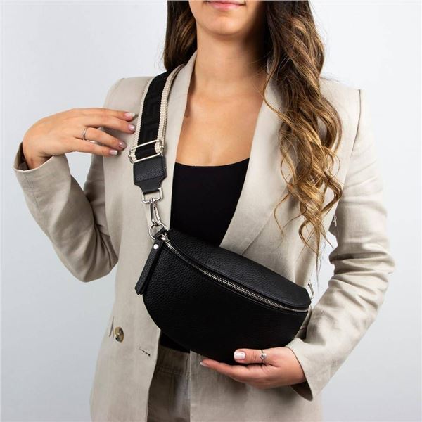 Siriano Black Genuine Leather Sling Bag
