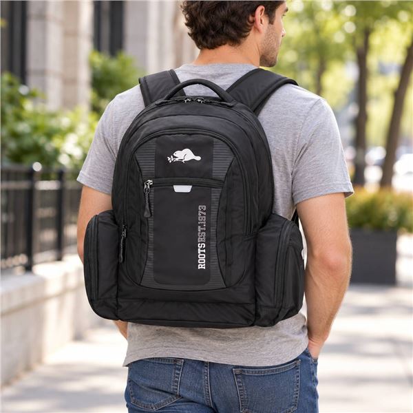 Roots 1973 Black Nylon Backpack