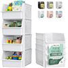 Image 1 : 4 White Plastic Stackable Storage Bins