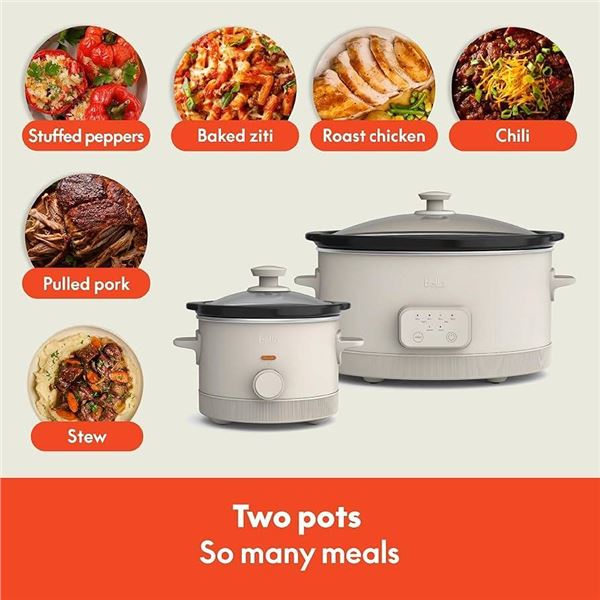Bella Slow Cooker Set 2 Piece Duo White