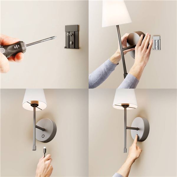 Globe 2-Pack Rechargeable Sconces Matte Black