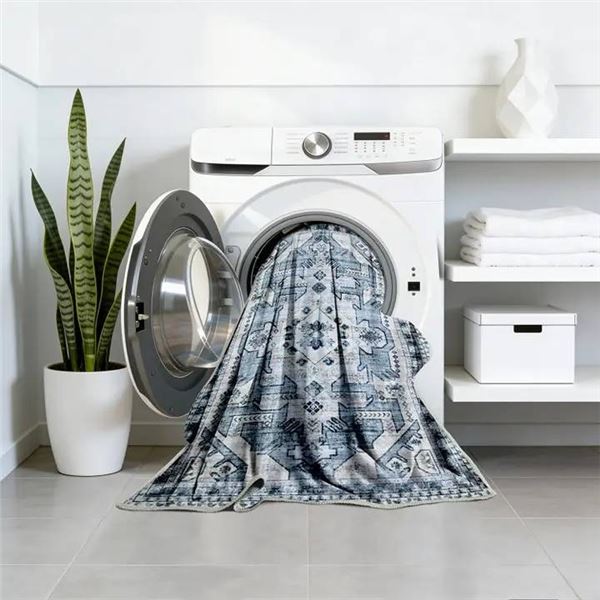 WashLuxe Area Rug & Runner Set Black Floral 5' x 7'