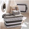 Image 1 : Collapsible Plastic Laundry Basket, White/Grey