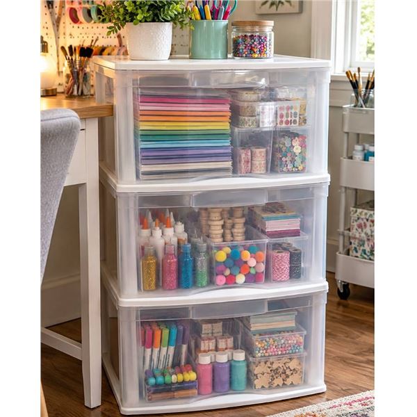 Gracious Living 3-Drawer Storage With Crack