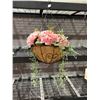 Image 2 : Fake Pink Hydrangea With Hanging Basket Decor