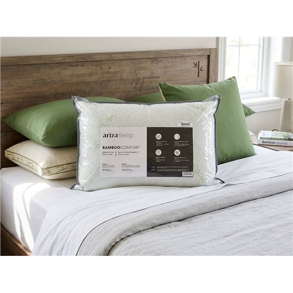 Ariza Sleep Bamboo Comfort Queen Pillow 20x30
