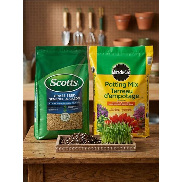 Scotts Grass Seed 15kg & Miracle-Gro Potting Mix 50L