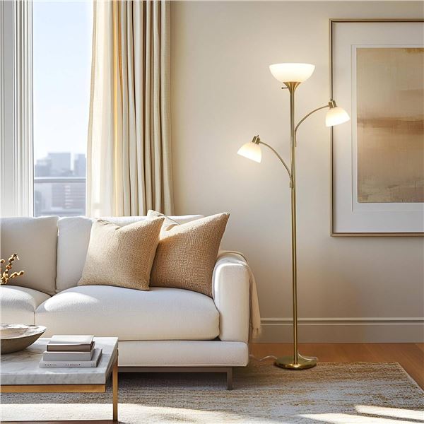 Brightech Sky Dome Double LED Floor lamp, Brass