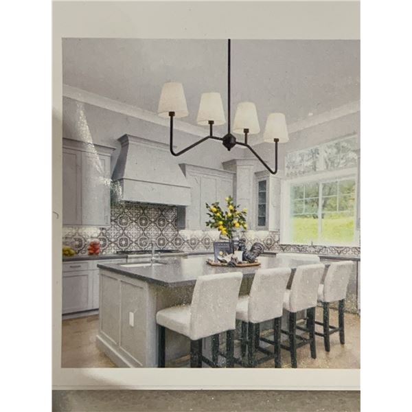 Black Chandelier With White Shades, 5-Light