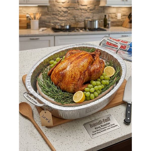 6 Handi-Foil Oval King Roaster Pans with Handles