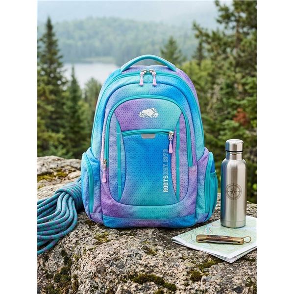 Roots Blue Purple Backpack Geometric Pattern