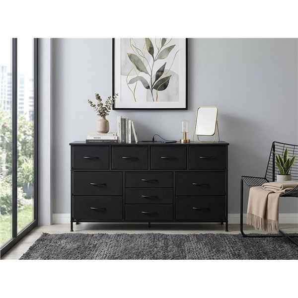 CAIYUN 43in 11-Drawer Dresser Black Storage Unit