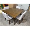 Image 3 : Walnut Wood Dinnette set Table With 4 Upholstered Chairs