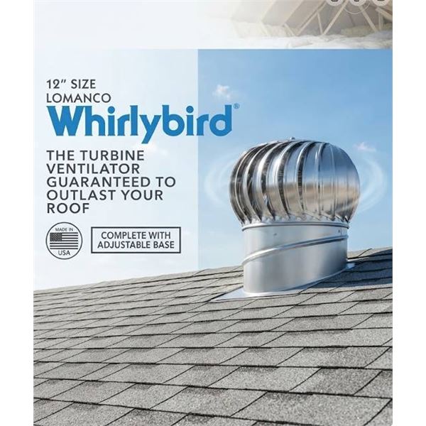 Lomanco 12" Whirlybird Roof Ventilator, Aluminum